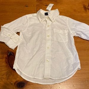 New! BABY GAP 2T White Pocket Dress Shirt Button Down